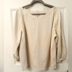 NWT Loft blouse, size XL.  Versatile linen blend fabric in cream/off white.